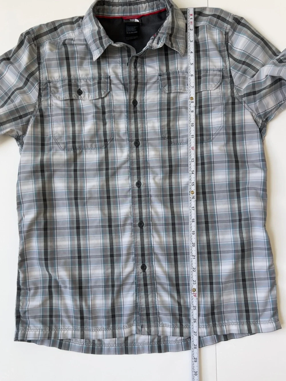 The North Face Gray Plaid Short-Sleeve Button Shirt